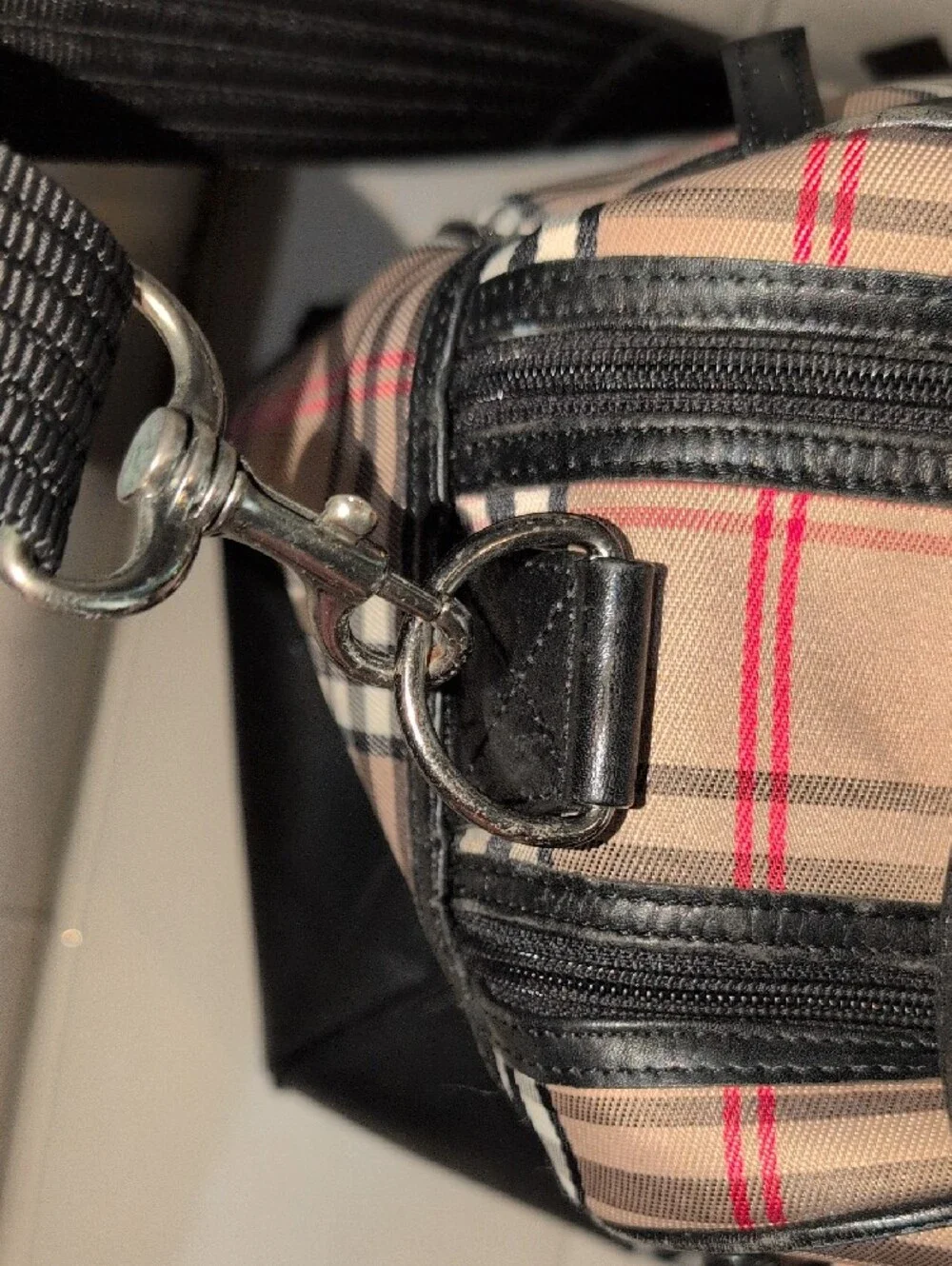 Classic Plaid Carry On Bag with Black Vegan Trim